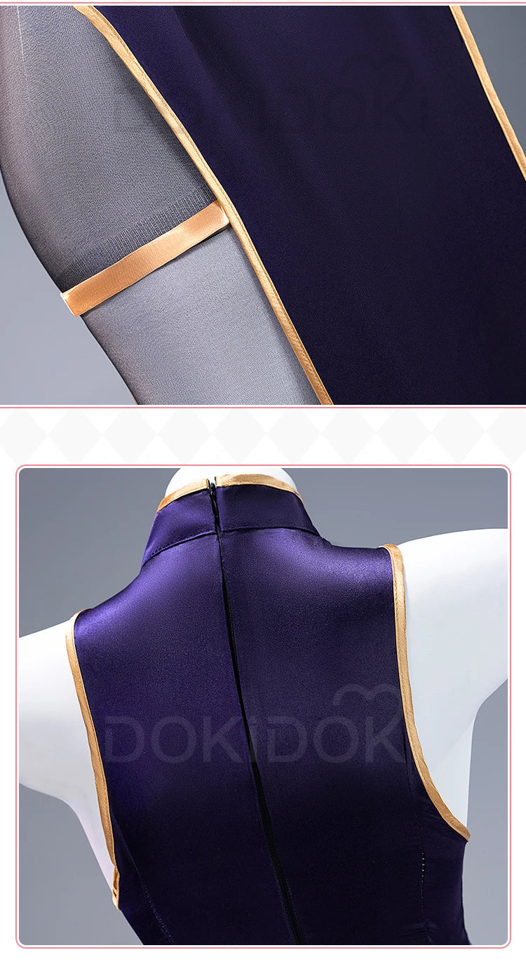 Mikuu Cosplay Costume【S-2XL】DokiDoki-N Mikku Cosplay Cheongsam Women Sexy Purple Dress Halloween Little Zombie Plus Size