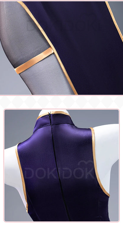 Mikuu Cosplay Costume【S-2XL】DokiDoki-N Mikku Cosplay Cheongsam Women Sexy Purple Dress Halloween Little Zombie Plus Size
