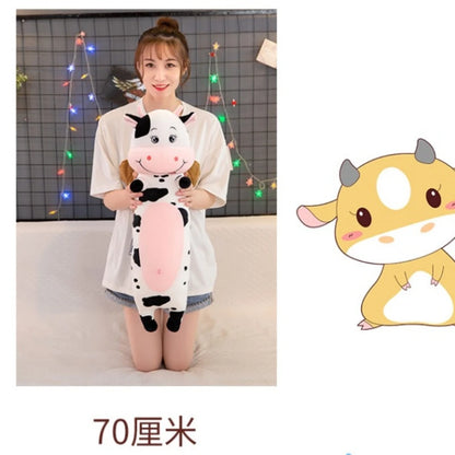 70cm-100cm Lovely Creative Milk Cow Plush Pillow Toys Soft Stuffed Cartoon Animal Cattle Doll Bedroom Sleeping Pillow Cushion