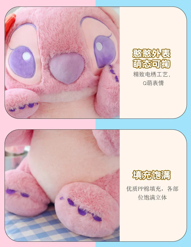 40/56/76cm Big Size Disney Stitch Angel Transformed Into A Rabbit Anime Plush Stuffed Doll Room Plushies Pillow Ornaments Gifts