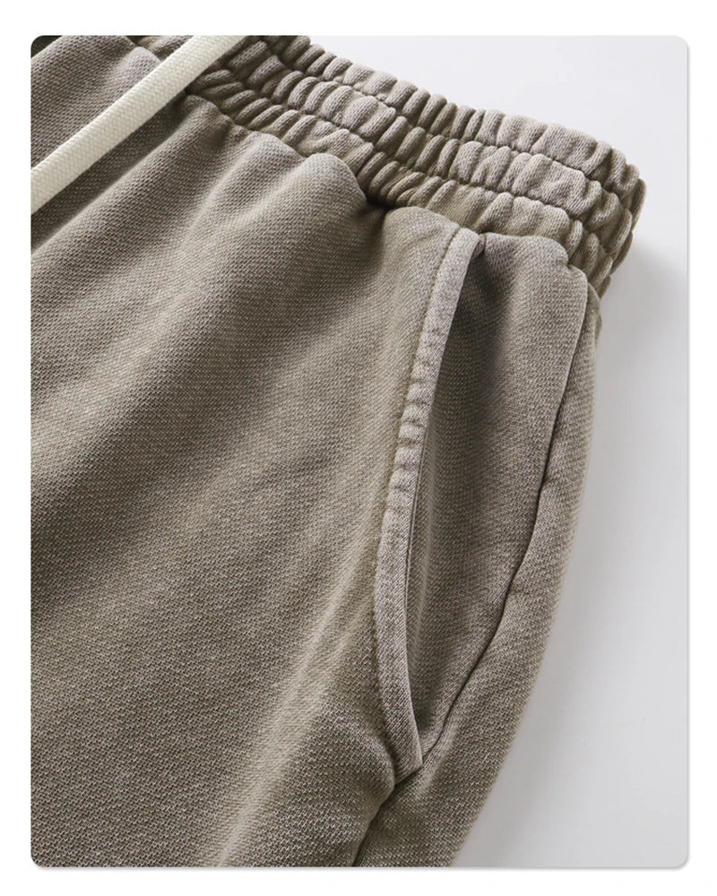 ZODF Retro 2025 Autumn Men 380gsm Washed Cotton Pants Unisex Distressed Loose Terry Sport Trousers Sweatpants HY1079