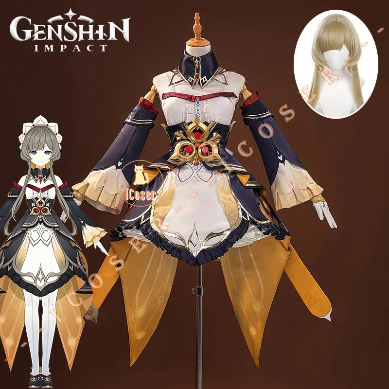 Genshin Impact Sandrone Cosplay Costume Wig Marionette Dress Uniform Eleven Fatui Harbingers Halloween Women Girls Carnival Prop