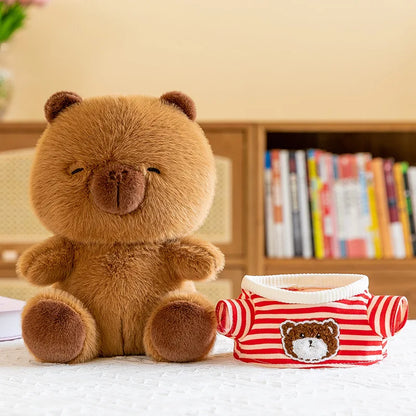 New black striped hoodie dolphin plush toy dress up Capibala sofa decoration room children's birthday Christmas surprise gift