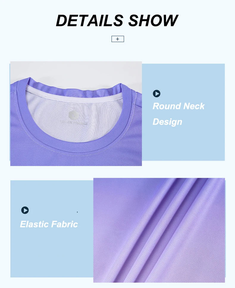 Chrlck Unisex Gradient Quick-Dry Ice Silk Fitness T-Shirt and Shorts Set for Running Gym Training