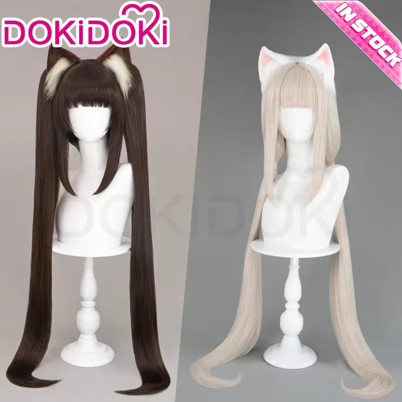 IN STOCK Chocola /Vanilla Wig Nekopara Cosplay DokiDoki Halloween Wig Long brown Hair Chocola Cosplay Ears Vanilla Free Wig Cap