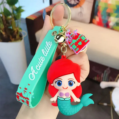 Anime Disney Cartoon Gummed Girl Mermaid Princess Keychain Cute Snow White Alice Keyring Bag Accessories Gift Keychain Wholesale