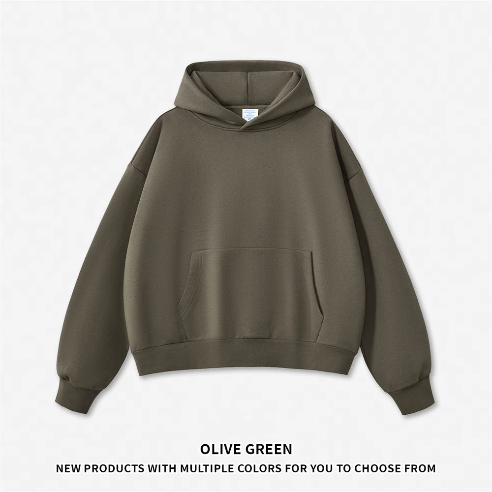 ZODF Fashion Winter Men 500gsm Fleece Hoodies Unisex Loose Fit Heavy Weight Thick Warm Hooded Pullovers Coats Streetwears HY0045