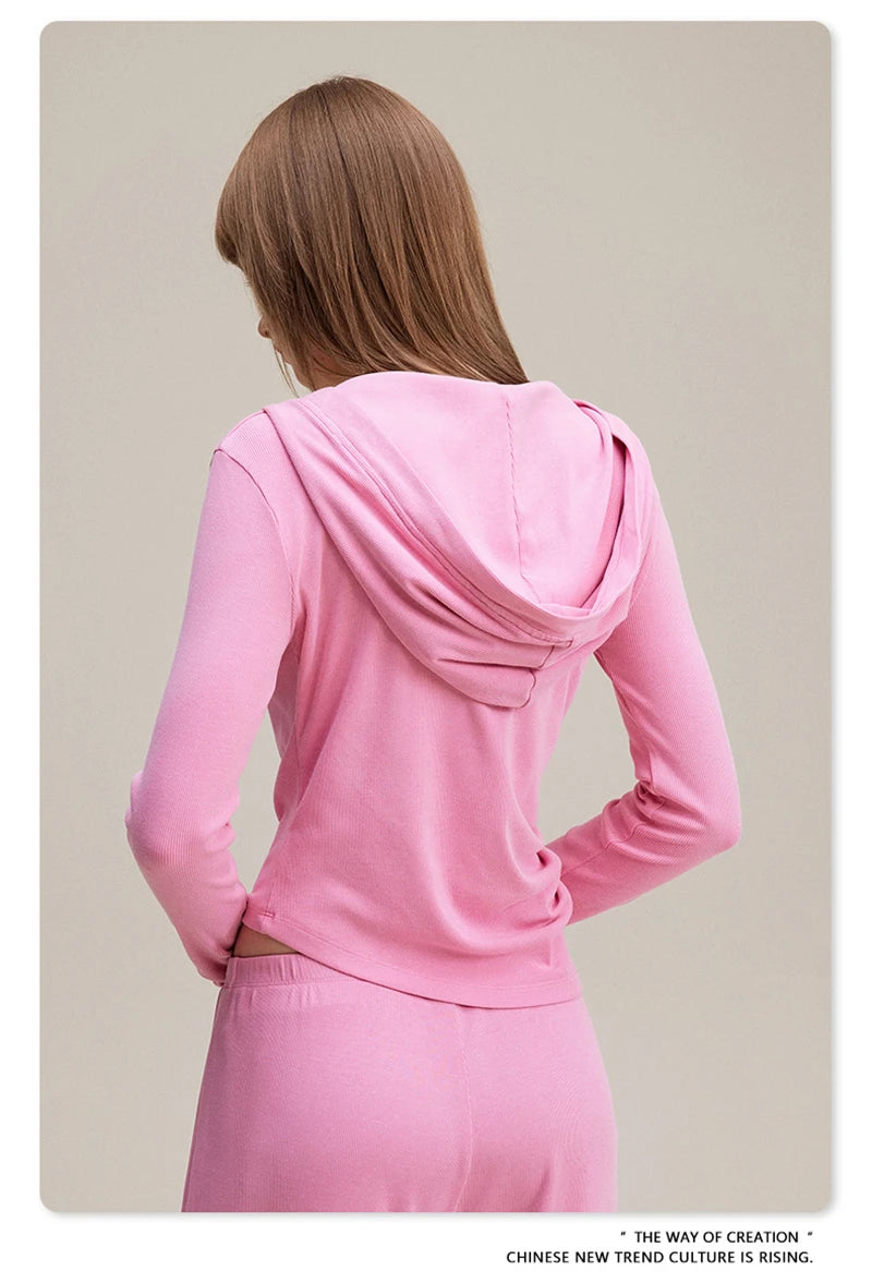 ZODF Sexy Women Autumn Washed 275gsm Hooded T Shirt Ladies Girls Slim Fit Distressed Side Pleated T-Shirts Tees HY1149