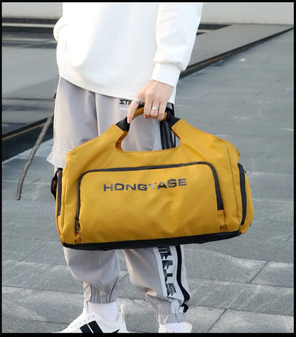 Gym Sports Bag for Men Waterproof Travel Fitness Duffle with Shoe Pocket Shoulder Tote Outdoors Weekend Luggage