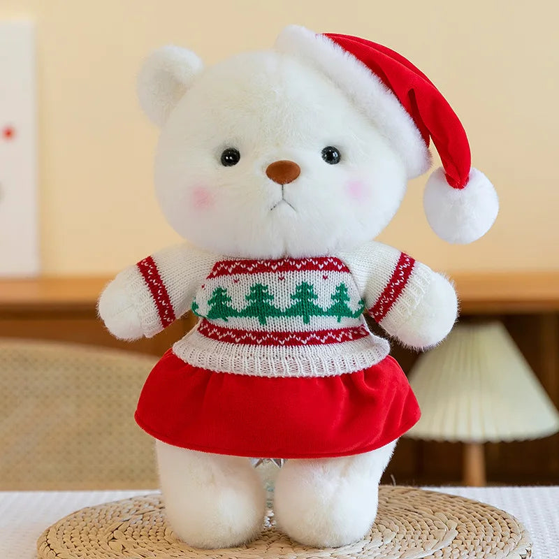 Plush Teddy Bear with Sweater Scarf for Kids Birthday Xmas Gift Cute Jointed Couple Bears Stuffed Animal Toy for Valentine