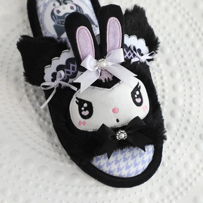 Lovely Kuromi My Melody Slippers Kawaii Anime Lolita Indoor Shoes Girl Women Hello Kitty Cinnamoroll Spring Summer Autumn