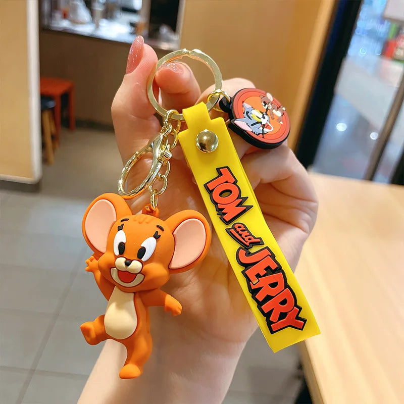 Cartoon Anime Disney Keychain Tom and Jerry Toys Doll Car Cute Keychains Bag Pendant Action Figure Pendant Kids Toys Gifts