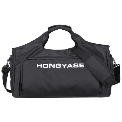 Gym Sports Bag for Men Waterproof Travel Fitness Duffle with Shoe Pocket Shoulder Tote Outdoors Weekend Luggage - black