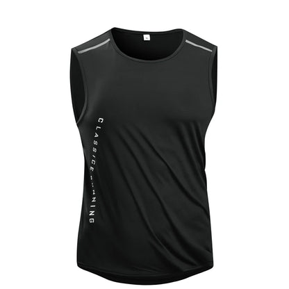 Chrlck Men’s Quick Drying Running Vest Breathable Mesh Sleeveless Gym Fitness Tank Top - Black / 4XL(85-92kg)