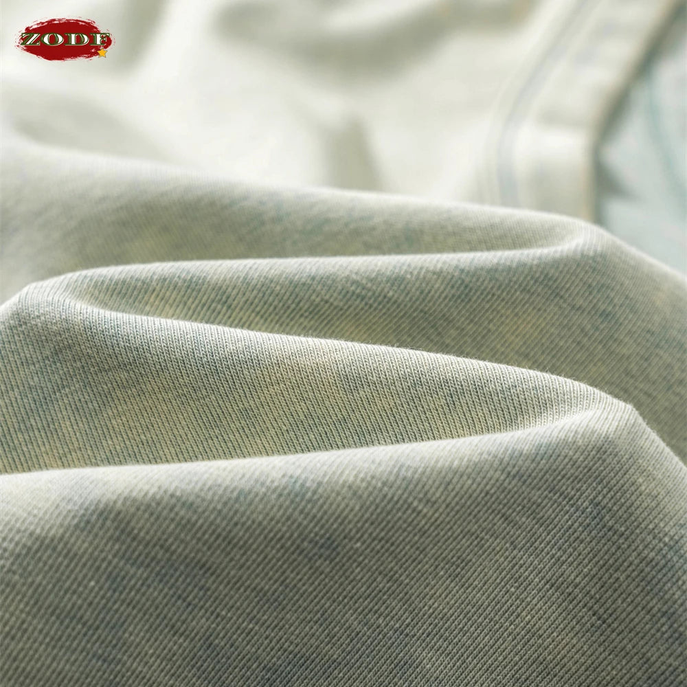 ZODF Women 2024 Summer Washed Tank Tops Female Hotsweet Girls 235gsm Slim Pleated Arc Hem Camisole TEE Streetwears HY0795