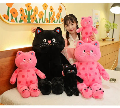 Cute Polka Dot Cat Plushie Doll Internet Famous Plush Toy Cat Doll Pillow Cushion for Girls Sleeping Gift Charming Skin-Friendly