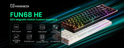 Akko MonsGeek FUN68 & FUN60 PRO&MAX HE Magnetic 60% 65% Gaming Keyboards Rapid Trigger 8K Custom Keyboard for Esports