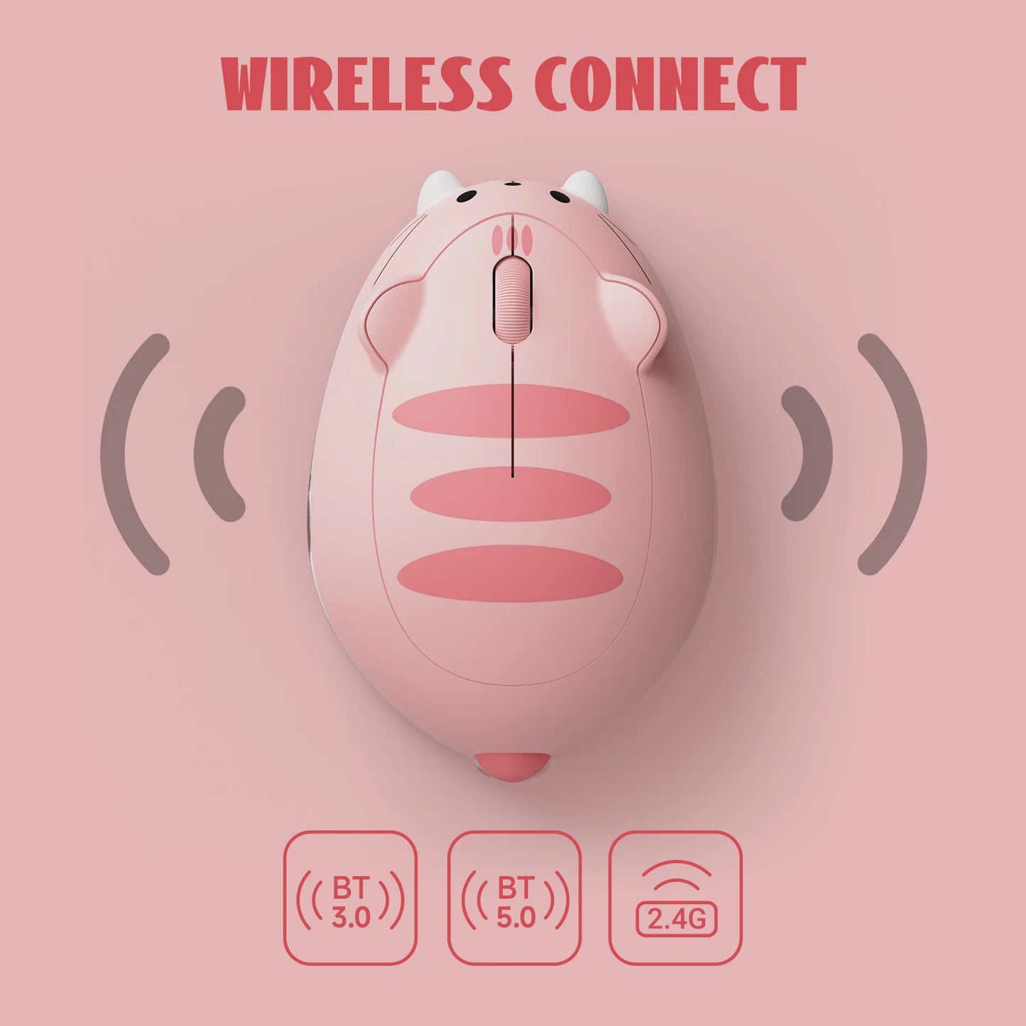 Akko Cat Theme Mouse 2.4GHz Bluetooth 3.0 / 5.0 Wireless Tri-mode Mouse for PC Laptop Computer Plug and Play