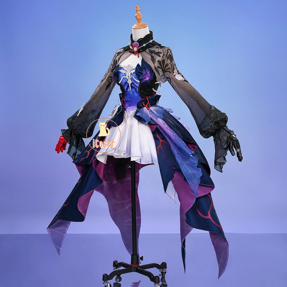 Honkai Star Rail Hysilens Cosplay Costume Wig Dress Headwear Amphoreus Festival Halloween Party for Women Girls Cos Props iCoser