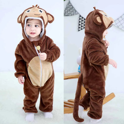 Baby Girl Romper Newborn 0 to 3 6 9 12 18 24 Months Winter Soft Warm Flannel Baby Rompers for Boy Clothes Kigurumi Cow Dinosaur