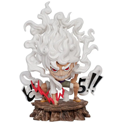New 15.5cm One Piece Luffy Gear 5 Nika Figure PVC Fruit Awakening Hammer Pose Statue Model Desktop Decor Fans Collect Gift
