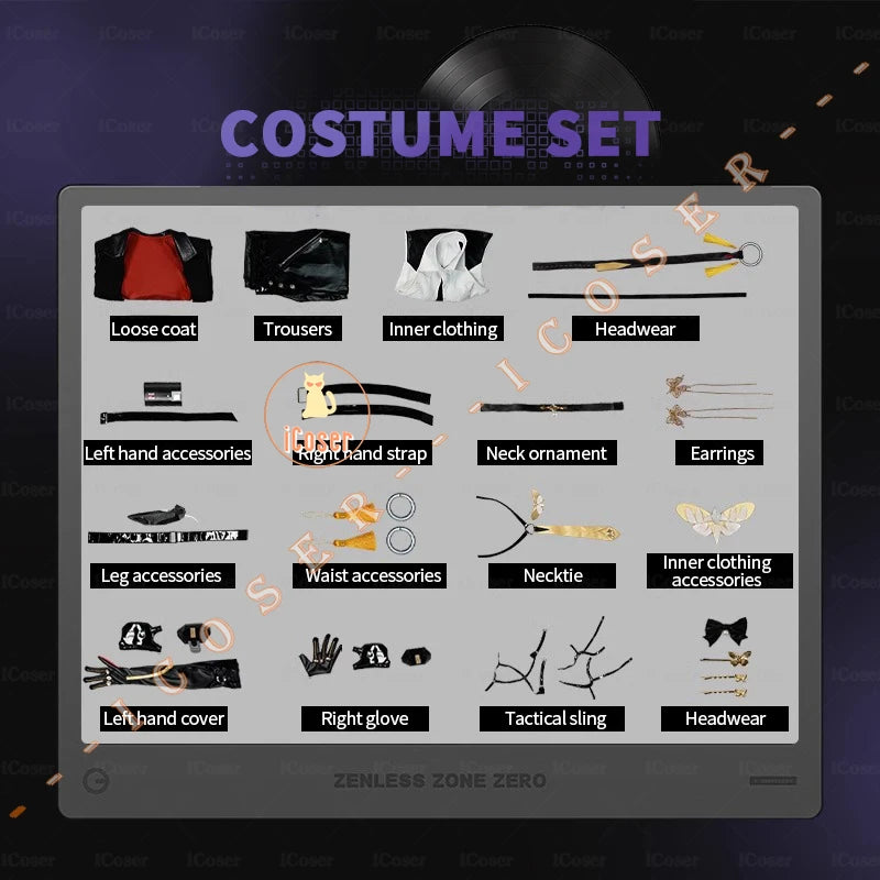 Zenless Zone Zero Evelyn Chevalier Cosplay Costume Wig Uniform Jacket Headwear Earrings Stars of Lyra Halloween Party Women Prop