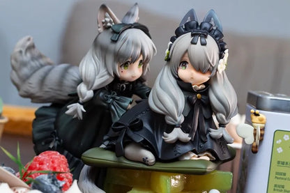 12cm Tea Party Cat Anime Figure Q Version Kawaii Tea Time Cats Tea Pot Cat Action Figure Collection Model Japanese Dolls Hobbies