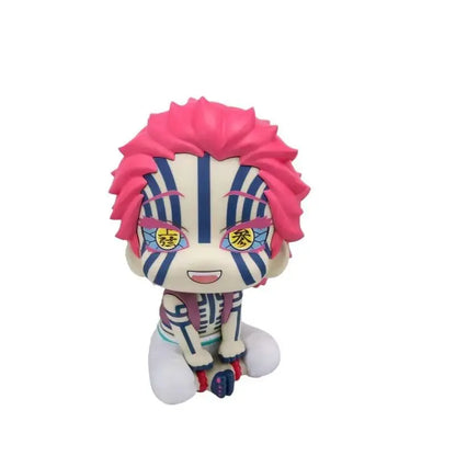 Demon Slayer Kimetsu No Yaiba Q Version Cute Upper Rank Three Akaza Head Movable Pvc Model Desktop Ornament Collection Fan Toy