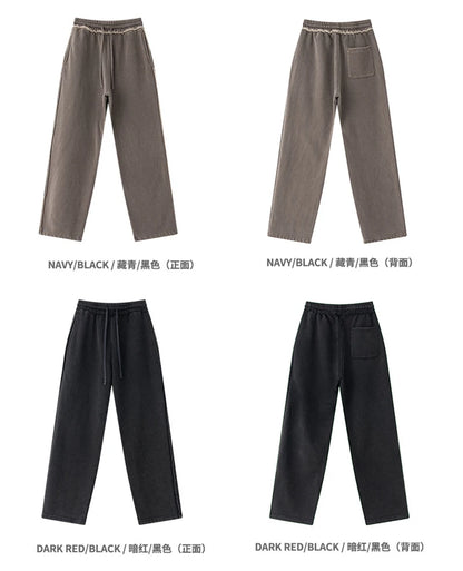 ZODF 2025 Winter Unisex Washed Fleece Straight Pants 400gsm Knitted Warm Loose Trousers HY1093