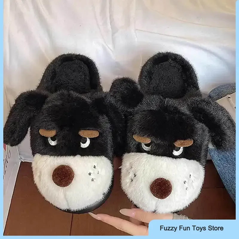 Cartoon Puppy Autumn And Winter Coral Fleece Soft Comfortable Warm Home Slippers Cotton Slippers Indoor Anti Slip Practical Gift