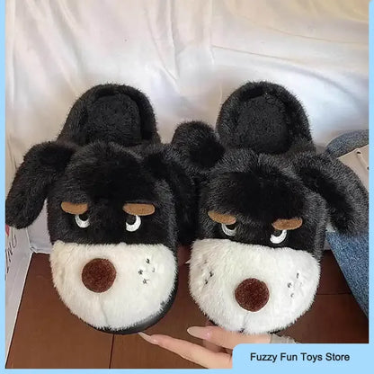 Cartoon Puppy Autumn And Winter Coral Fleece Soft Comfortable Warm Home Slippers Cotton Slippers Indoor Anti Slip Practical Gift
