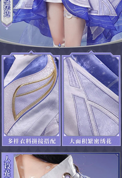 Genshin Impact Columbina Cosplay Costume Wig The Damselette Dress Eye Mask Headwear Metal Props Eleven Fatui Harbingers Women