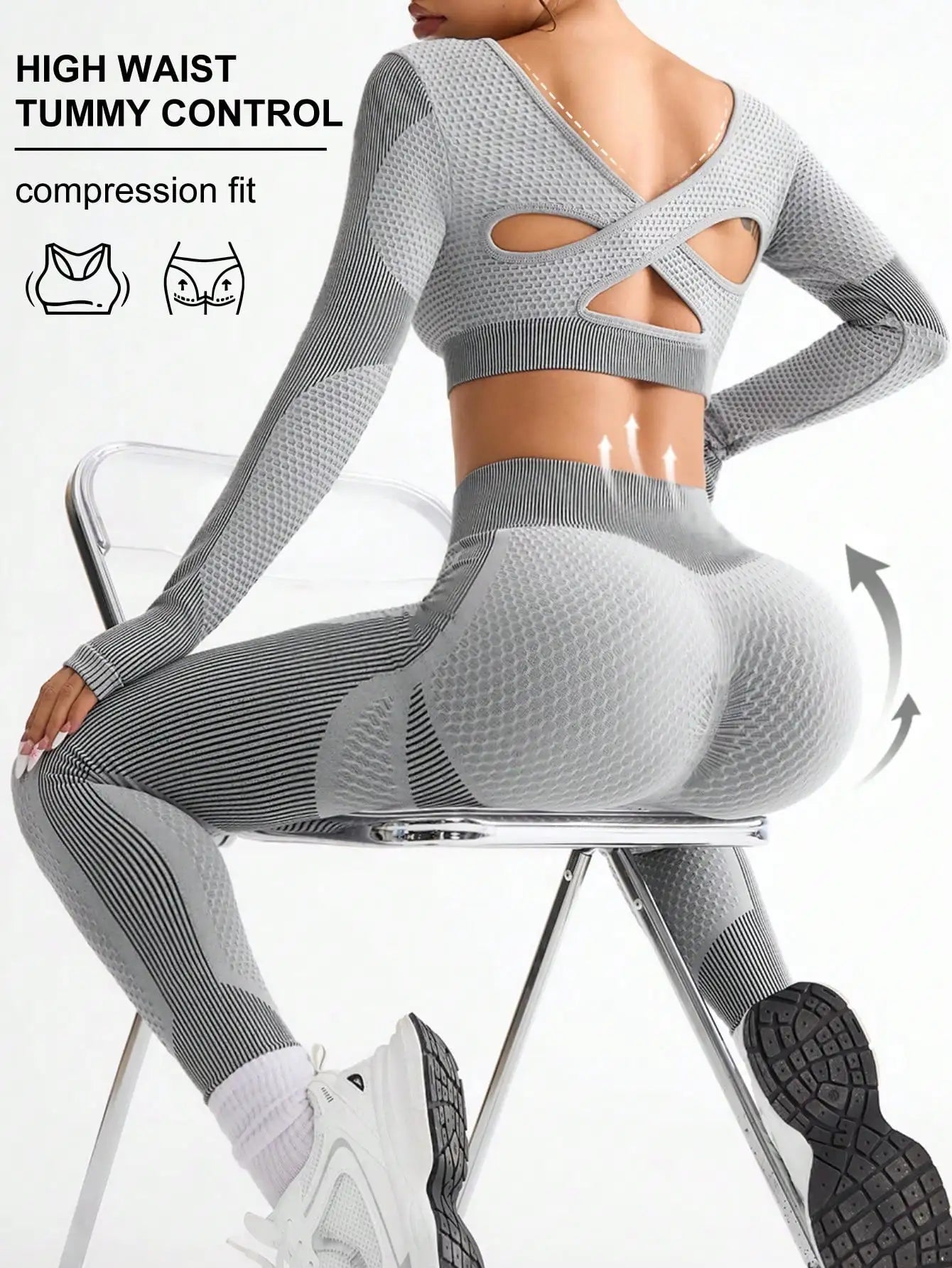 2pcs Women’s Seamless Breathable Sports Yoga Running Fitness Suit