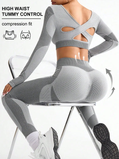 2pcs Women’s Seamless Breathable Sports Yoga Running Fitness Suit