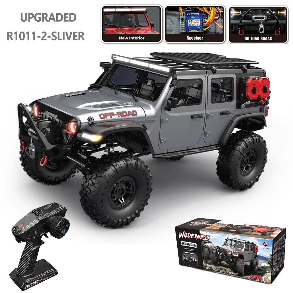 1/10 Scale HB RTR R1011 4WD Remote Control Rock Crawler Truck with LED Lights 2.4G Full Proportional Off-Road Climbing