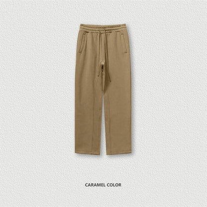 ZODF 345gsm Fleece Straight Pants for Men Unisex Loose Comfortable Sport Trousers Autumn Winter HY0864 - Caramel Color