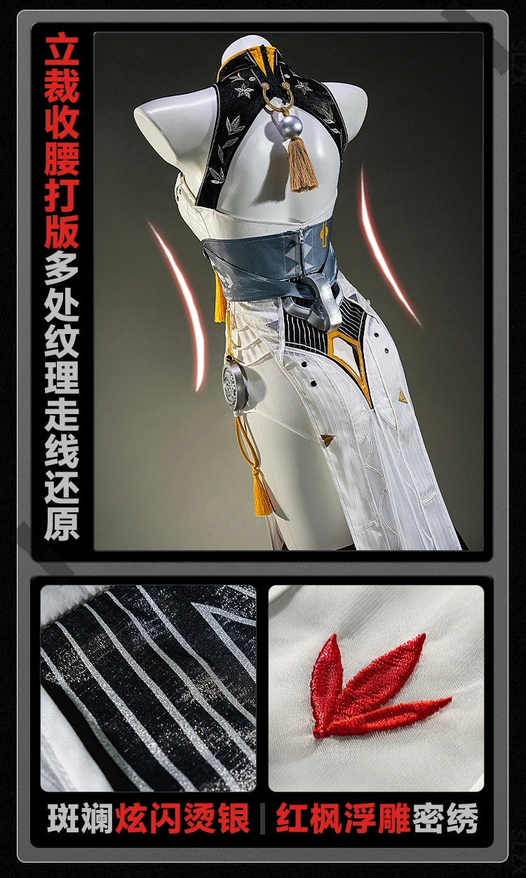 Zenless Zone Zero Ye Shunguang Cosplay Costume Wig Dress Cheongsam Headwear Tail Halloween Party for Women Girls Props iCoser