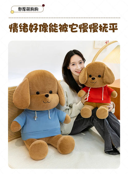 Kawaii Plush Dog Stuffed Animal Toy Hoodie Puppy Doll for Girls Soft Comforter Kids Birthday Christmas Gift Living Room Decor