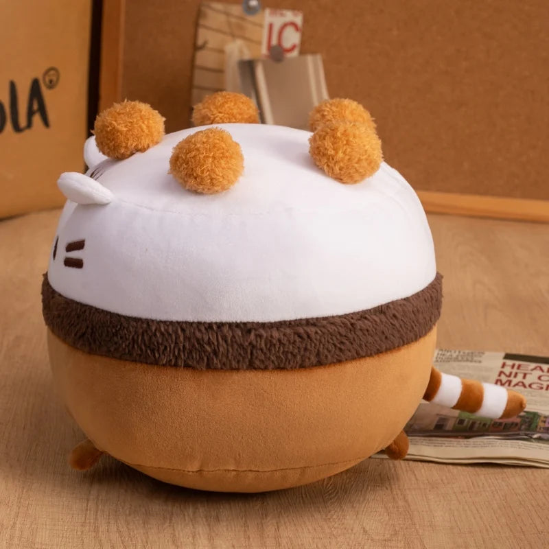 Cute Cat Sandwich Biscuit Plush Pillow Kawaii Cat Shaped Ice Cream Cake Plushie Soft Toy Small Decorative Pillow For Girl Friend