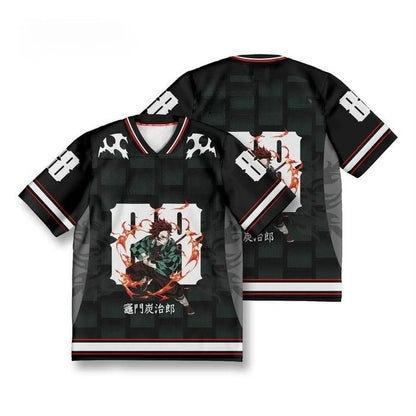 Demon Slayer Tanjiro Kamado Anime Series Number 88 Jersey Oversize Kpop Baseball Hockey Outfit T-shirt Daily Unisex Tops Tees