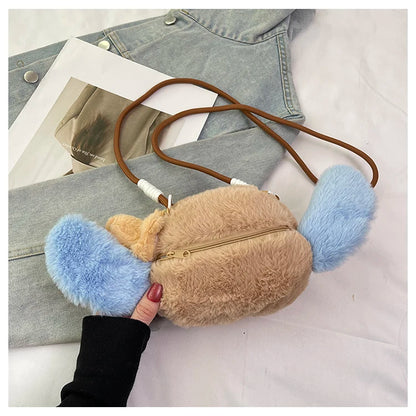 New Disney Stitch Cartoon Plush Backpack Cute Winter Gift For Girls Stuffed Animal Toy Plushie Bag Kids Carry-On Satchel