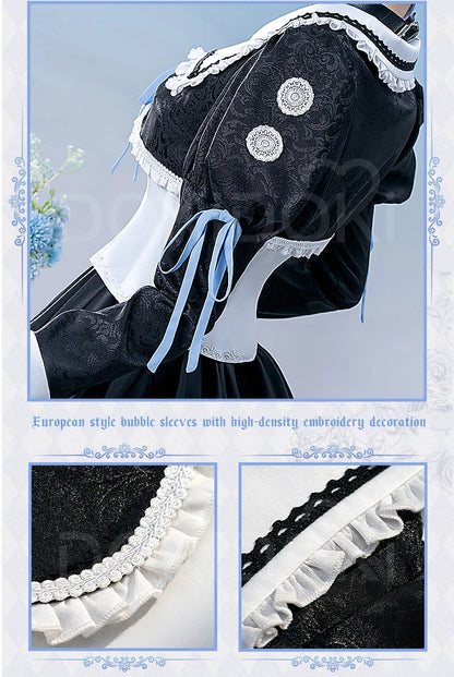 IN STOCK Asukaa Reii Cosplay Costume Anime DokiDoki-R Wome Black White Gothic Dress Asukaa Cosplay Halloween Costume
