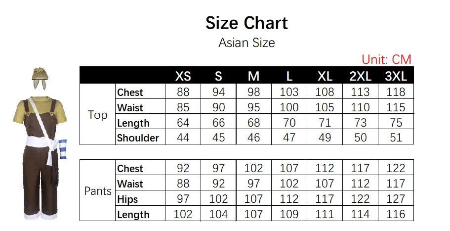 One Piece Usopp Cosplay Costume Full Set Polyester Asian Size