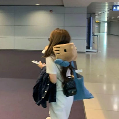 Sanrio Hello Kitty Hooded Neck Pillow Travel Pillow For Airplane Train Car Soft Plush Sleeping Support With Adjustable Hood Gift