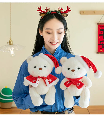 Plush Teddy Bear with Sweater Scarf for Kids Birthday Xmas Gift Cute Jointed Couple Bears Stuffed Animal Toy for Valentine