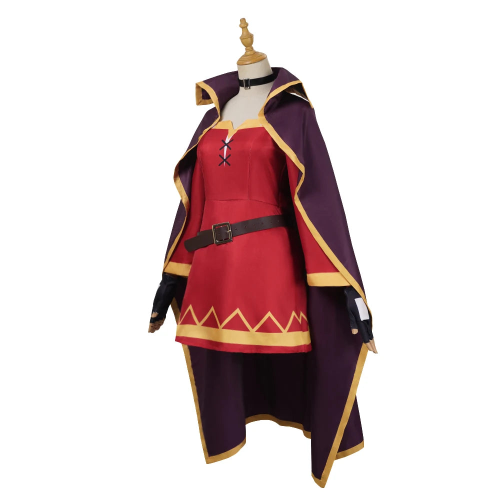 Anime Megumin Cosplay Costume Women Polyester Dress and Wig Set