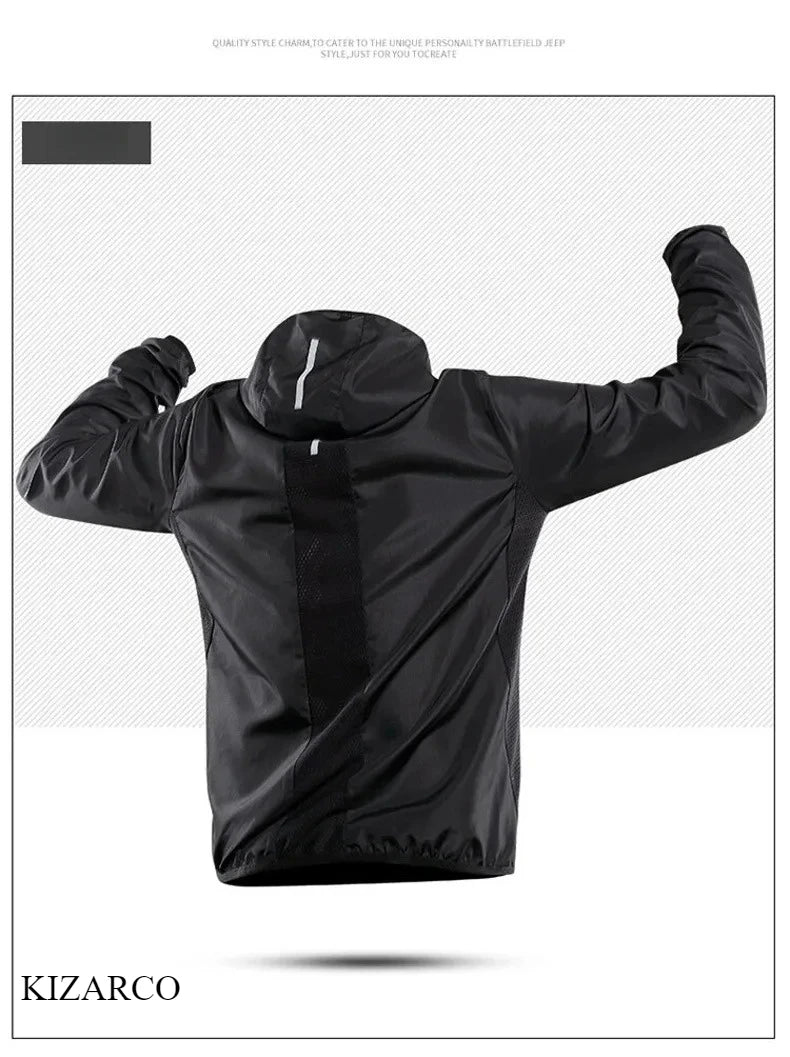 2025 Running Jacket Autumn Reflective Hooded Gradient Color Sportswear Breathable Men and Women Jogging Coat