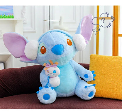 60/80/100cm Super Big Size Stitch Winter Disney Kawaii Anime Plush Stuffed Doll Cartoon Plushies Children's Pillow Holiday Gift