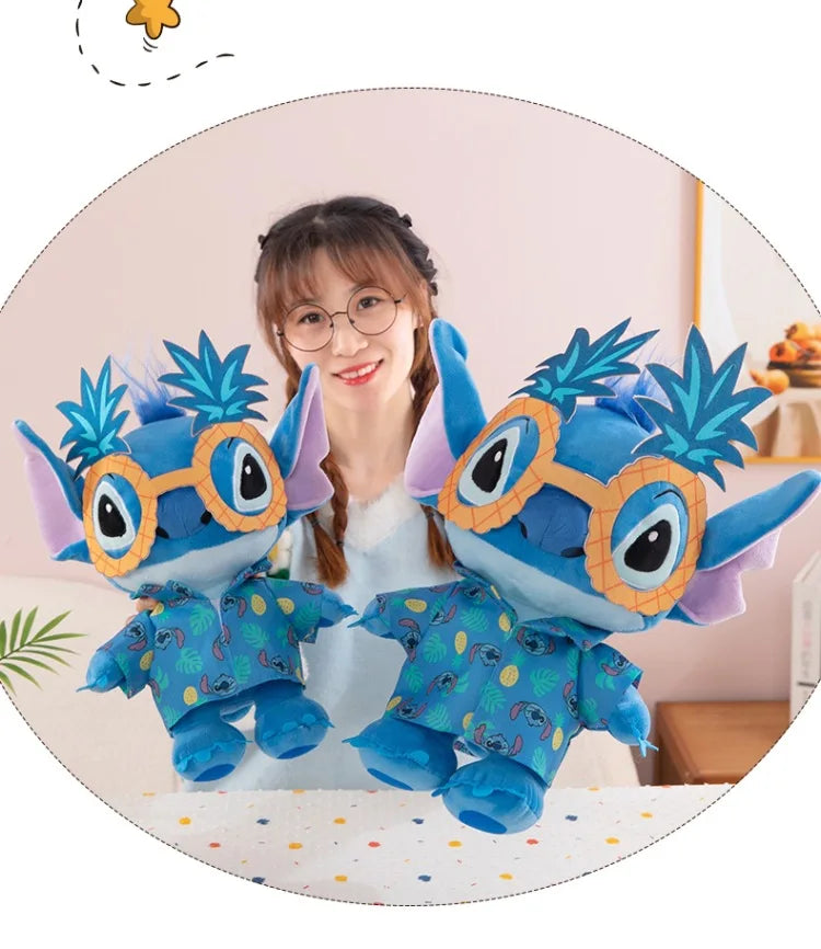 Disney Kawaii Plush Toy Stitch with Sunglasses Cute Pineapple Doll for Kids Birthday Xmas Gift Stuffy Animal Plushie Soft Toy