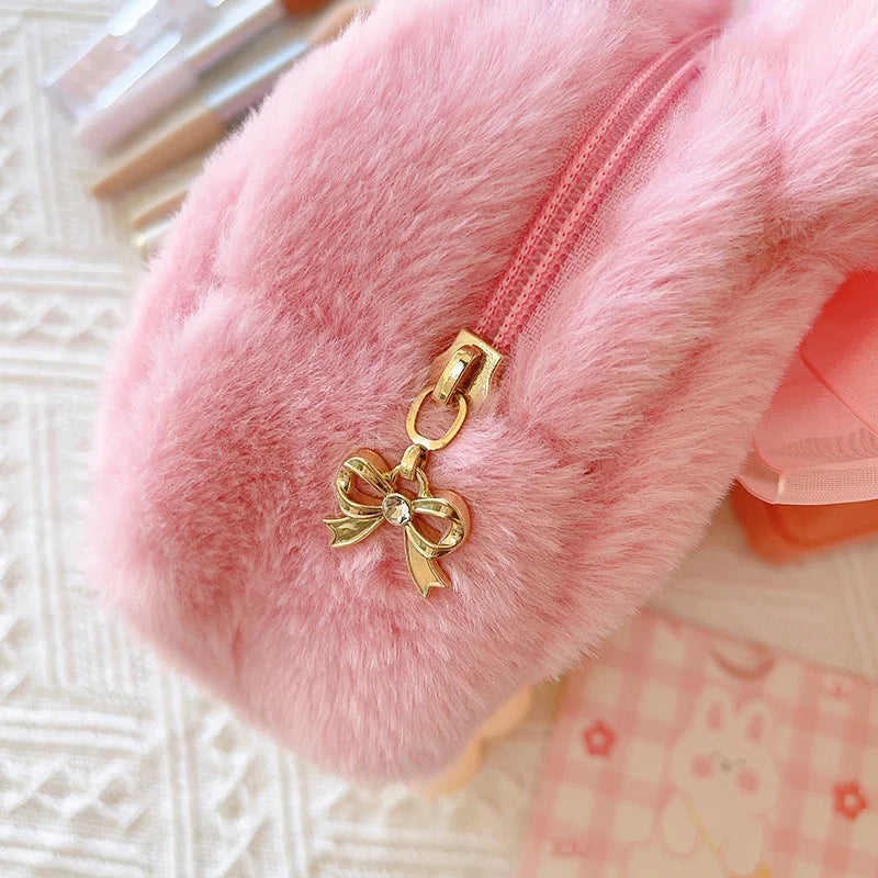 Sanrio My Melody Cosmetic Bag Lovely Plush Bag Handbag Large Capacity Coin Purse Cosmetic Storage Bag Messenger Bag Gifts Girl